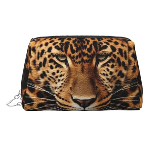 FZQVSLCM Reise-Make-up-Tasche, wasserdichte Make-up-Tasche für Geldbörse, Leder-Kulturtasche für Damen, Kosmetiktasche, Organizer, zeigt eine Leoparden-Make-up-Tasche mit Reißverschluss von FZQVSLCM