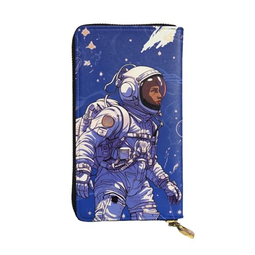 FZQVSLCM Schwarze Astronaut auf blauem Leder Geldbörse für Damen, lange Münzgeldbörse, ultradünn, Kreditkartenhalter, Bifold Clutch FZQVSLCM Schwarze Astronaut auf blauem Leder Geldbörse für Damen, lange Münzgeldbörse, ultradünn, Kreditkartenhalter, Bifold Clutch von FZQVSLCM