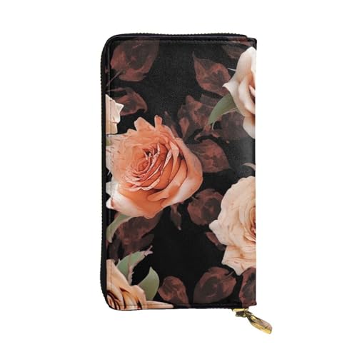 FZQVSLCM Schwarze Pfirsich-Rose Ledergeldbörse für Damen, lange Münzbörse, ultradünn, Kreditkartenhalter, Bifold Clutch FZQVSLCM Schwarze Pfirsich-Rose Ledergeldbörse für Damen, lange Münzbörse, ultradünn, Kreditkartenhalter, Bifold Clutch von FZQVSLCM