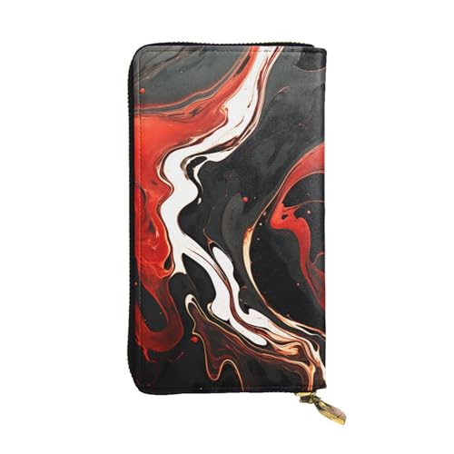 FZQVSLCM Schwarze und rote Marmor-Ledergeldbörse für Damen, lange Münzbörse, ultradünn, Kreditkartenhalter, doppelt gefaltete Clutch FZQVSLCM Schwarze und rote Marmor-Ledergeldbörse für Damen, lange Münzbörse, ultradünn, Kreditkartenhalter, doppelt gefaltete Clutch von FZQVSLCM