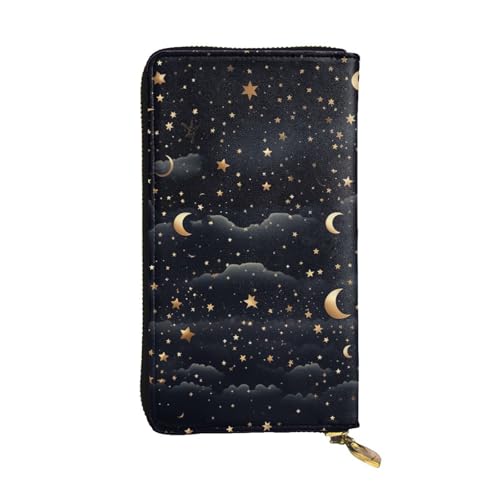 FZQVSLCM Stars and Moon Ledergeldbörse für Damen, lange Münzbörse, ultradünn, Kreditkartenhalter, Bifold Clutch FZQVSLCM Stars and Moon Ledergeldbörse für Damen, lange Münzbörse, ultradünn, Kreditkartenhalter, Bifold Clutch von FZQVSLCM