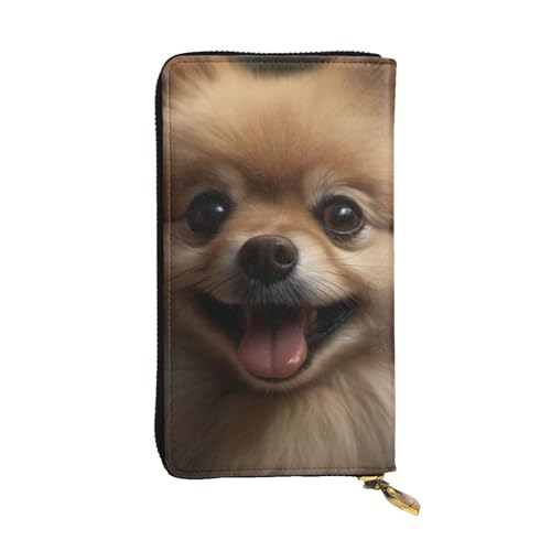 FZQVSLCM Süße Geldbörse aus pommerschem Leder für Damen, lange Münzbörse, ultradünn, Kreditkartenhalter, doppelt gefaltete Clutch von FZQVSLCM