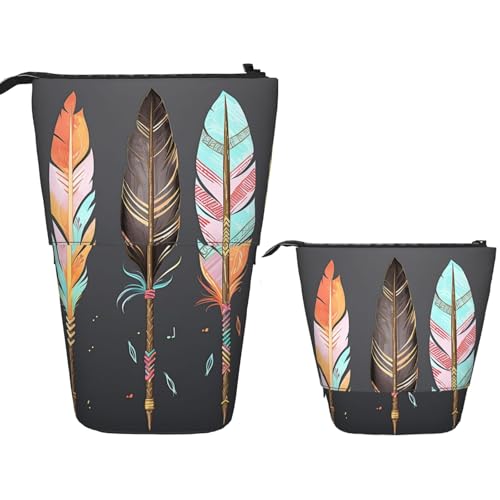 FZQVSLCM Teleskop-Federmäppchen, Federpfeile, Stehender Stifthalter, Pop-Up-Bleistifttasche, niedlich, Kosmetiktasche, Reise-Make-up-Tasche, tragbarer Kulturbeutel für Damen und Herren, Bürobedarf von FZQVSLCM