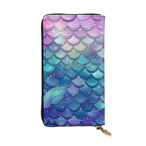 FZQVSLCM Water Lily Meerjungfrau Waage Leder Geldbörse für Frauen Lange Münzbörse Ultra Slim Kreditkarten Halter Bifold Clutch von FZQVSLCM