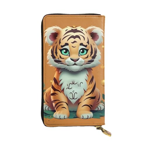 FZQVSLCM Year of the Tiger Funny Tiger Leather Wallet for Women Long Coin Purse Ultra Slim Credit Cards Holder Bifold Clutch von FZQVSLCM