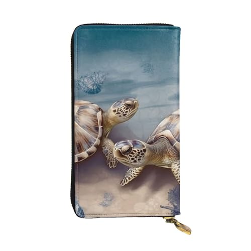 FZQVSLCM Zwei Schildkröten und Muscheln Ledergeldbörse für Damen, lange Münzbörse, ultradünn, Kreditkartenhalter, Bifold Clutch FZQVSLCM Zwei Schildkröten und Muscheln Ledergeldbörse für Damen, lange Münzbörse, ultradünn, Kreditkartenhalter, Bifold Clutch von FZQVSLCM