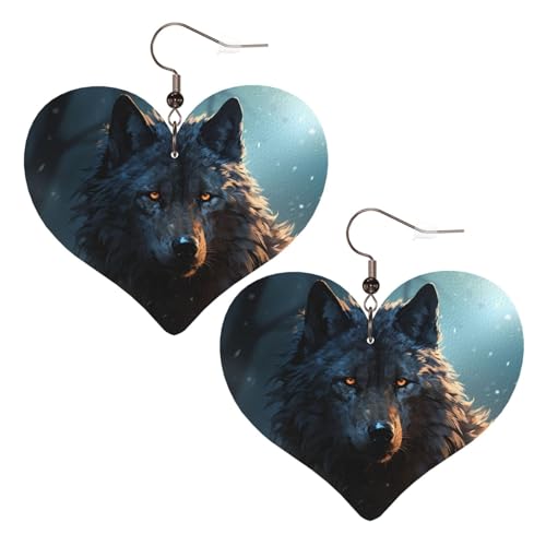 Fantasie-Wolf-Leder-Ohrringe für Damen, Herz-Ohrringe, leicht, baumelnde Ohrringe, Schmuck-Geschenke, One Size, Kein Edelstein Fantasie-Wolf-Leder-Ohrringe für Damen, Herz-Ohrringe, leicht, baumelnde Ohrringe, Schmuck-Geschenke, One Size, Kein Edelstein von FZQVSLCM