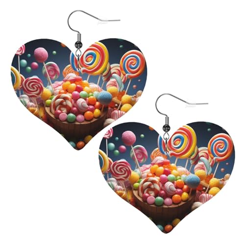 Farbige Bonbonleder-Ohrringe für Frauen, Herz-Ohrringe, leicht, baumelnde Ohrringe, Schmuckgeschenke Farbige Bonbonleder-Ohrringe für Frauen, Herz-Ohrringe, leicht, baumelnde Ohrringe, Schmuckgeschenke von FZQVSLCM