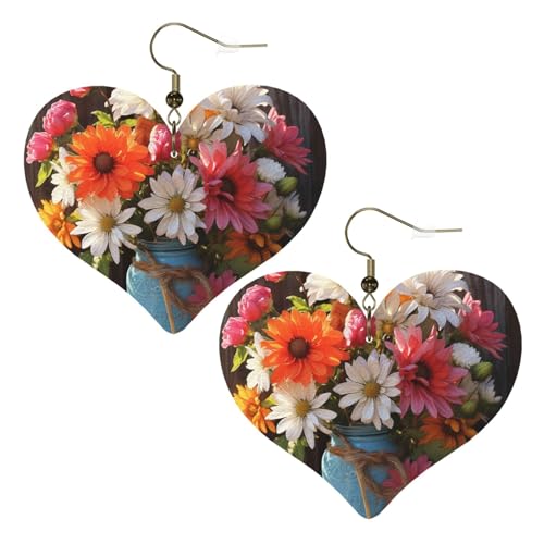 Farm Fresh Flowers Frühlingslederohrringe für Damen, Herz-Ohrringe, leicht, baumelnde Ohrringe, Schmuck, Geschenke, One Size, Kein Edelstein Farm Fresh Flowers Frühlingslederohrringe für Damen, Herz-Ohrringe, leicht, baumelnde Ohrringe, Schmuck, Geschenke, One Size, Kein Edelstein von FZQVSLCM