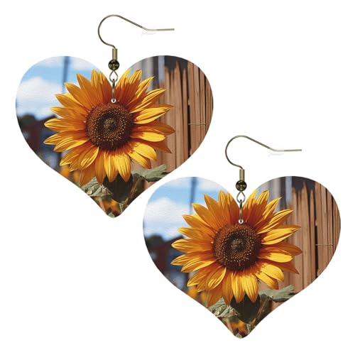 Farm-Sonnenblumen-Leder-Ohrringe für Damen, Herz-Ohrringe, leicht, baumelnd, Schmuck, Geschenke, One Size, Kein Edelstein Farm-Sonnenblumen-Leder-Ohrringe für Damen, Herz-Ohrringe, leicht, baumelnd, Schmuck, Geschenke, One Size, Kein Edelstein von FZQVSLCM