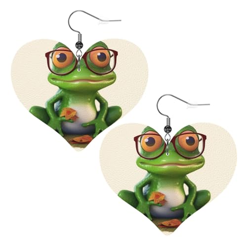 Frosch mit Brille, Leder-Ohrringe für Damen, Herz-Ohrringe, leicht, baumelnde Ohrringe, Schmuck, Geschenke Frosch mit Brille, Leder-Ohrringe für Damen, Herz-Ohrringe, leicht, baumelnde Ohrringe, Schmuck, Geschenke von FZQVSLCM