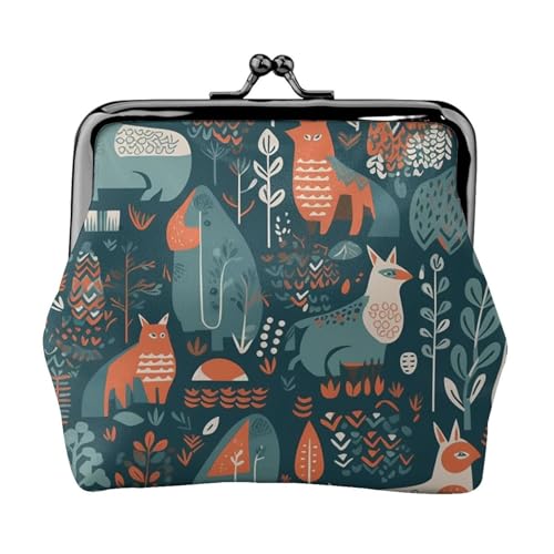Geldbörse aus Leder für Damen, mit Kussschloss, skandinavische Tiere, Clutch, Mini-Geldbörse Geldbörse aus Leder für Damen, mit Kussschloss, skandinavische Tiere, Clutch, Mini-Geldbörse von FZQVSLCM