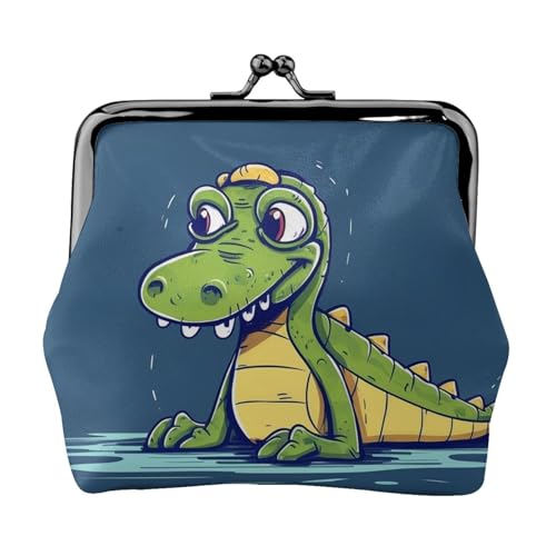 Geldbörse aus Leder für Damen mit Kussschloss, Cartoon-Krokodil-Clutch, Mini-Geldbörse Geldbörse aus Leder für Damen mit Kussschloss, Cartoon-Krokodil-Clutch, Mini-Geldbörse von FZQVSLCM