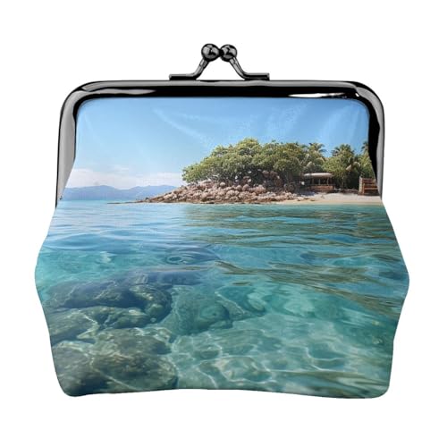 Geldbörse aus Leder für Damen mit Kussschloss, Fidschi-Insel und durchsichtigem Meer, Clutch, Mini-Geldbörse Geldbörse aus Leder für Damen mit Kussschloss, Fidschi-Insel und durchsichtigem Meer, Clutch, Mini-Geldbörse von FZQVSLCM