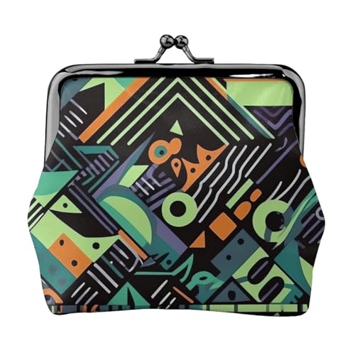 Geldbörse aus Leder für Damen mit Kussverschluss, geometrisches Muster im Graffiti-Stil, Clutch, Mini-Geldbörse Geldbörse aus Leder für Damen mit Kussverschluss, geometrisches Muster im Graffiti-Stil, Clutch, Mini-Geldbörse von FZQVSLCM