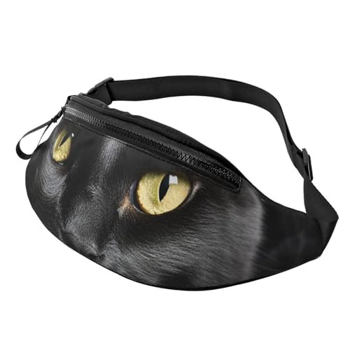 Gürteltasche für Damen und Herren, Schultertasche, Gürteltasche, Blühendes blaues Gänseblümchen, Crossbody-Tasche, Eine schwarze Katze auf schwarzem Hintergrund, Einheitsgröße von FZQVSLCM