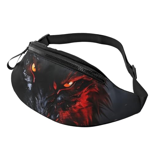 Gürteltasche für Damen und Herren, Schultertasche, Gürteltasche, Ozean, Segeln, Crossbody-Tasche, Großer schwarzer Wolf mit roten Augen, Einheitsgröße von FZQVSLCM