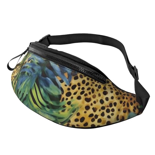 Gürteltasche für Herren und Damen, Schultertasche, Gürteltasche, Blumen und hawaiianische Tribal-Crossbody-Taschen, Leopardenmuster, Einheitsgröße von FZQVSLCM