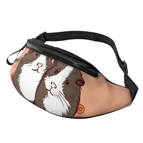 Gürteltasche für Herren und Damen, Schultertasche, Gürteltasche, Blumen und hawaiianische Tribal-Crossbody-Taschen, Zwei Meerschweinchen hängen heraus, Einheitsgröße von FZQVSLCM