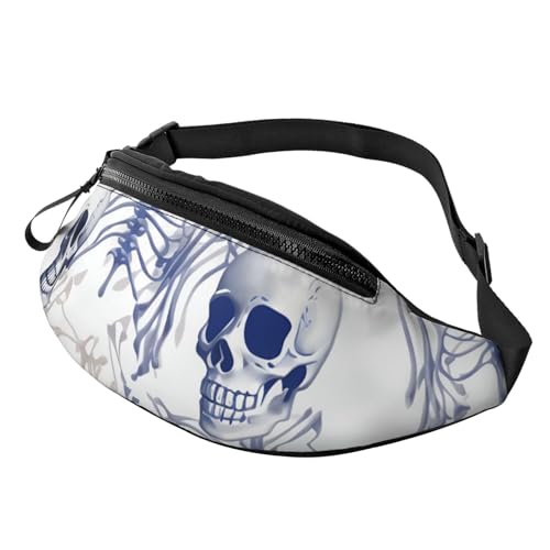 Gürteltasche für Herren und Damen, Schultertasche, Gürteltasche, Eid al-Fitr Halbmond und Sterne, Crossbody-Tasche, Blaues Skelettmuster, Einheitsgröße von FZQVSLCM