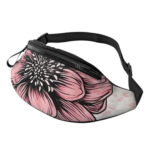 Gürteltasche für Herren und Damen, Schultertasche, Gürteltasche, Leuchtturm im Sonnenuntergang, Crossbody-Tasche, Blumen-Doodle, Einheitsgröße von FZQVSLCM