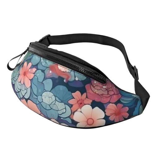 Gürteltasche für Herren und Damen, Schultertasche, Gürteltasche, Tiger im Feuer, Crossbody-Tasche, Schuppen- und Blumenmuster, Einheitsgröße von FZQVSLCM