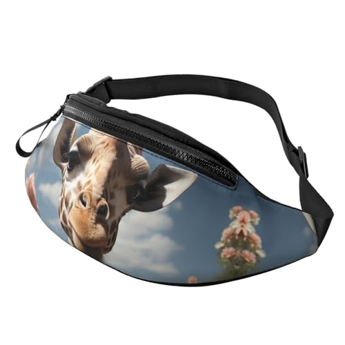 Gürteltasche für Herren und Damen, Schultertasche, Gürteltasche, Wasserfarben, grüne Blumen, Crossbody-Tasche, Schöne Giraffe, Einheitsgröße von FZQVSLCM