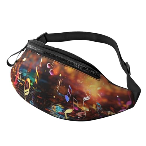 Gürteltasche für Herren und Damen, Schultertasche, Gürteltasche, bunt, Aquarellmalerei, Crossbody-Tasche, Bunte Musiknoten, Einheitsgröße von FZQVSLCM