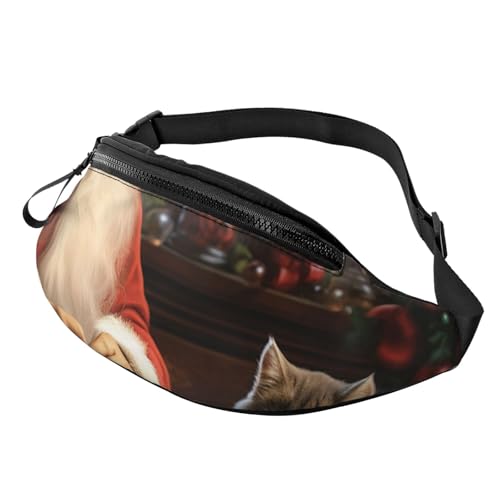 Gürteltasche für Herren und Damen, Schultertasche, Gürteltasche, fantastische Papageienfedern, Crossbody-Tasche, Weihnachtsmann Nähbaum Katze, Einheitsgröße von FZQVSLCM