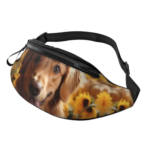 Gürteltasche für Herren und Damen, Schultertasche, Gürteltasche, grüne Vögel, Crossbody-Tasche, Golden Retriever Sonnenblume, Einheitsgröße von FZQVSLCM