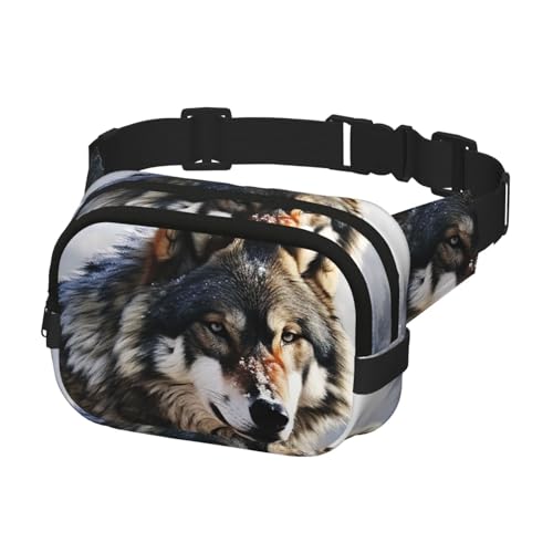 Gürteltasche für Männer und Frauen, ein Wolf stehend im Schnee, verstellbare Hüfttasche, Crossbody-Tasche für Reisen, Schwarz, Einheitsgröße, Schwarz , Einheitsgröße Gürteltasche für Männer und Frauen, ein Wolf stehend im Schnee, verstellbare Hüfttasche, Crossbody-Tasche für Reisen, Schwarz, Einheitsgröße, Schwarz , Einheitsgröße von FZQVSLCM