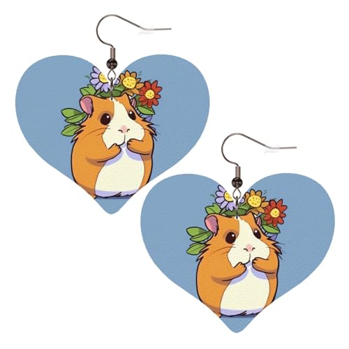 Guinea-Leder-Ohrringe für Damen, Herz-Ohrringe, leicht, baumelnd, Schmuck, Geschenke von FZQVSLCM