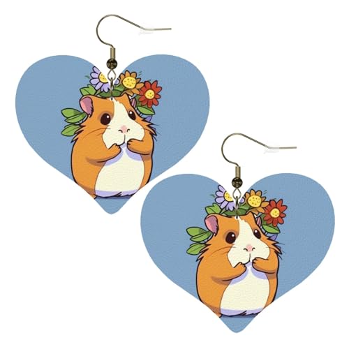 Guinea-Leder-Ohrringe für Damen, Herz-Ohrringe, leicht, baumelnd, Schmuck, Geschenke von FZQVSLCM