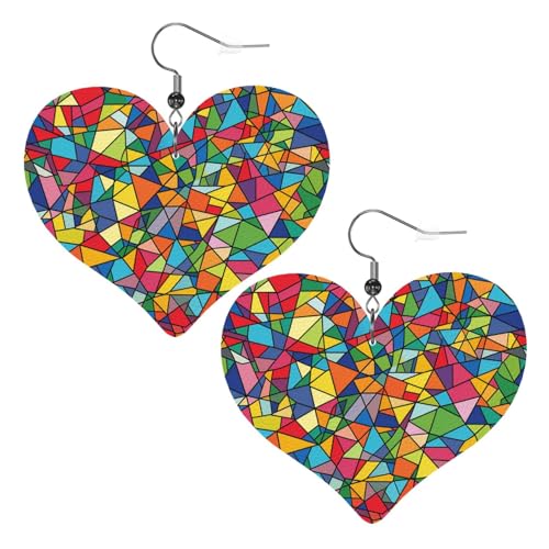 Helle geometrische Formen, Leder-Ohrringe für Frauen, Herz-Ohrringe, leichte baumelnde Ohrringe, Schmuck-Geschenke, One Size, Kein Edelstein Helle geometrische Formen, Leder-Ohrringe für Frauen, Herz-Ohrringe, leichte baumelnde Ohrringe, Schmuck-Geschenke, One Size, Kein Edelstein von FZQVSLCM