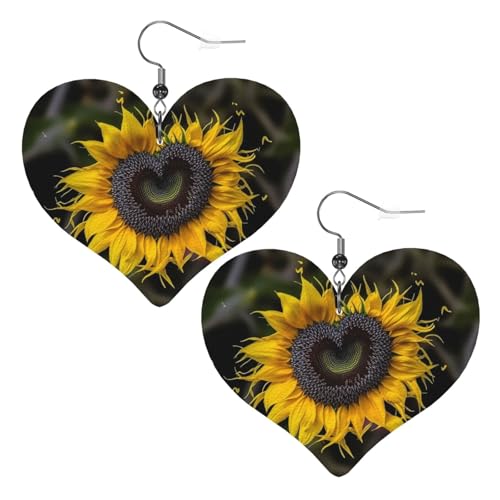 Herzförmige Sonnenblumen-Leder-Ohrringe für Damen, Herz-Ohrringe, leicht, baumelnd, Schmuck, Geschenke Herzförmige Sonnenblumen-Leder-Ohrringe für Damen, Herz-Ohrringe, leicht, baumelnd, Schmuck, Geschenke von FZQVSLCM