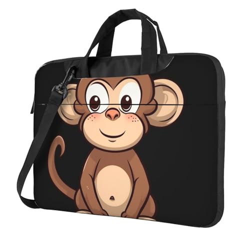 Laptoptasche mit Cartoon-Affen-Motiv, stoßfest, mit Schultergurt, Messenger-Umhängetasche, Aktentasche, 35,6 cm (14 Zoll) von FZQVSLCM