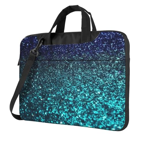 Laptoptasche mit Glitzer, stoßfest, mit Schultergurt, Messenger, Schultertasche, Aktentasche, 33 cm (13 Zoll), Blaugrün von FZQVSLCM