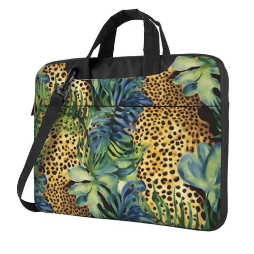 Laptoptasche mit Leopardenmuster, stoßfest, Computer-Tragetasche mit Schultergurt, Kuriertasche, Umhängetasche, Aktentasche, Schwarz, 13 inch Laptoptasche mit Leopardenmuster, stoßfest, Computer-Tragetasche mit Schultergurt, Kuriertasche, Umhängetasche, Aktentasche, Schwarz, 13 inch von FZQVSLCM