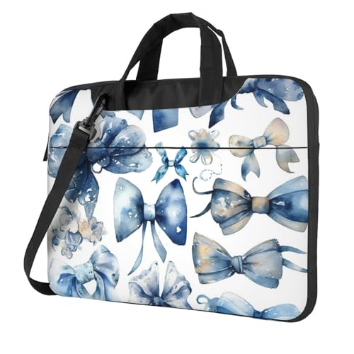 Laptoptasche mit blauen Schleifen, stoßfest, Computer-Tragetasche mit Schultergurt, Messenger-Umhängetasche, Aktentasche, 35,6 cm (14 Zoll) von FZQVSLCM