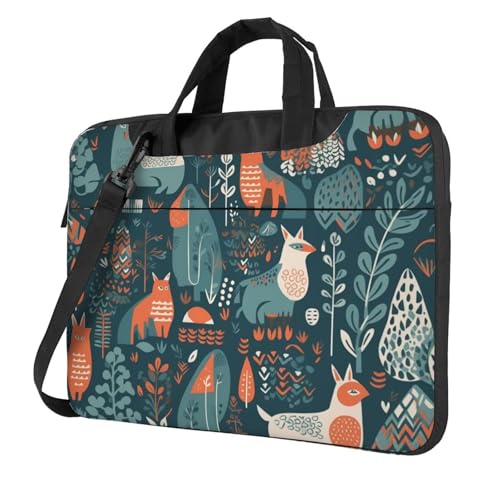 Laptoptasche mit skandinavischen Tieren, stoßfest, Computer-Tragetasche mit Schultergurt, Messenger-Umhängetasche, Aktentasche, 35,6 cm (14 Zoll) von FZQVSLCM