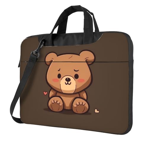 Laptoptasche mit süßem Bär, stoßfest, mit Schultergurt, Messenger, Schultertasche, Aktentasche, 33 cm (13 Zoll), Braun von FZQVSLCM