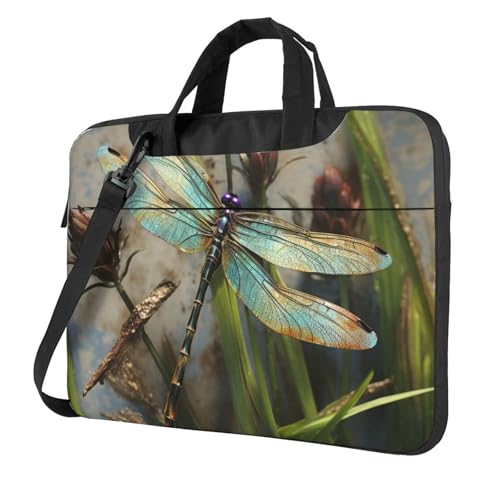 Laptoptasche mit tanzender Libelle, stoßfest, Computer-Tragetasche mit Schultergurt, Kuriertasche, Schultertasche, Aktentasche, 33 cm (13 Zoll) von FZQVSLCM