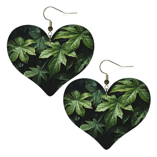Leder-Ohrringe für Damen, Herz-Ohrringe, leicht, baumelnd, Schmuckgeschenk, One Size, Kein Edelstein von FZQVSLCM