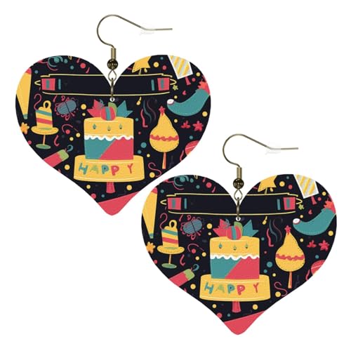 Leder-Ohrringe für Damen, Herz-Ohrringe, leicht, baumelnde Ohrringe, Schmuck, Geschenke von FZQVSLCM