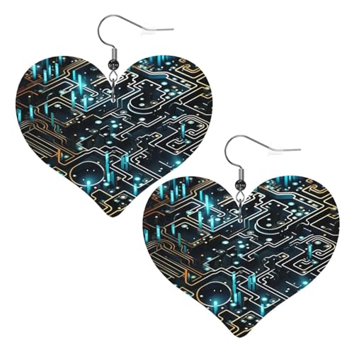 Lederohrringe für Damen, Herz-Ohrringe, leicht, baumelnd, Schmuck, Geschenke von FZQVSLCM