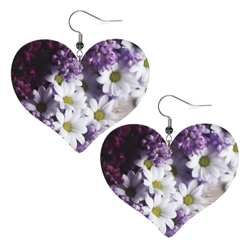 Lederohrringe für Damen, Herz-Ohrringe, leicht, baumelnd, Schmuckgeschenk, Violett / Weiß, One Size, Kein Edelstein Lederohrringe für Damen, Herz-Ohrringe, leicht, baumelnd, Schmuckgeschenk, Violett / Weiß, One Size, Kein Edelstein von FZQVSLCM