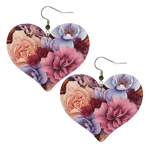 Lederohrringe für Damen, Herz-Ohrringe, leichte baumelnde Ohrringe, Schmuckgeschenk, Violett und Purpurrot, One Size, Kein Edelstein Lederohrringe für Damen, Herz-Ohrringe, leichte baumelnde Ohrringe, Schmuckgeschenk, Violett und Purpurrot, One Size, Kein Edelstein von FZQVSLCM