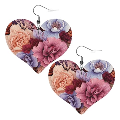 Lederohrringe für Damen, Herz-Ohrringe, leichte baumelnde Ohrringe, Schmuckgeschenk, Violett und Purpurrot Lederohrringe für Damen, Herz-Ohrringe, leichte baumelnde Ohrringe, Schmuckgeschenk, Violett und Purpurrot von FZQVSLCM