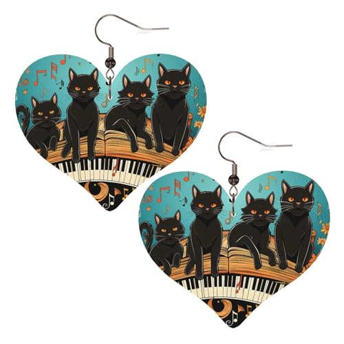 Lederohrringe für Damen, Motiv: Katzen, die auf der Klaviertastatur liegen, leicht, baumelnd, Schmuck, Geschenke Lederohrringe für Damen, Motiv: Katzen, die auf der Klaviertastatur liegen, leicht, baumelnd, Schmuck, Geschenke von FZQVSLCM