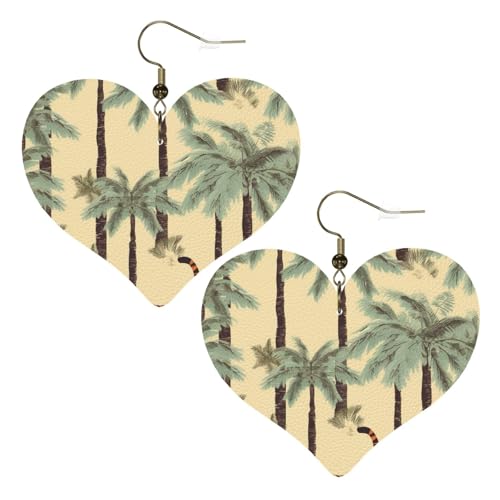 Lederohrringe für Damen, Palmen und Tiger, Herz-Ohrringe, leicht, baumelnde Ohrringe, Schmuck, Geschenke Lederohrringe für Damen, Palmen und Tiger, Herz-Ohrringe, leicht, baumelnde Ohrringe, Schmuck, Geschenke von FZQVSLCM